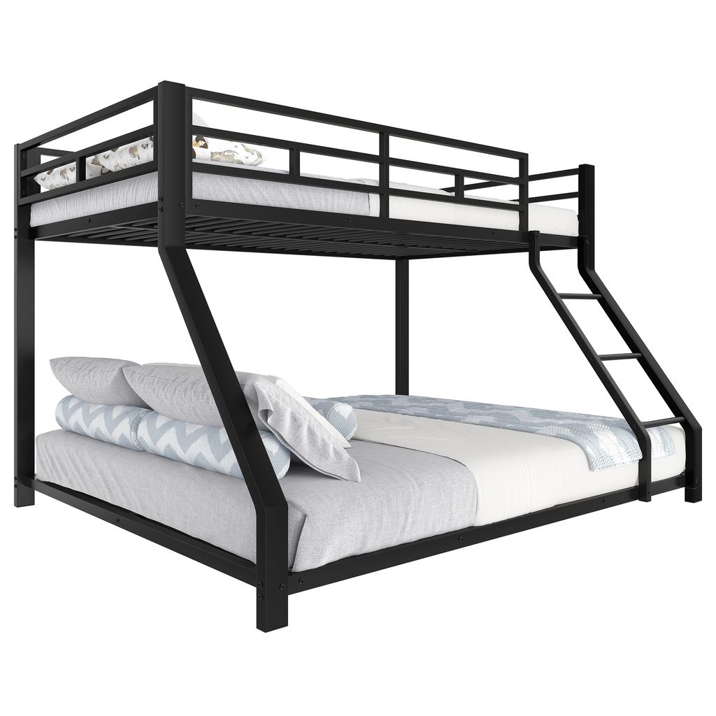 Etagenbett, 90*200 cm 140*200 cm, Geländer, Leiter, EN747 Zertifiziert, ohne Matratze, Metall, Schwarz