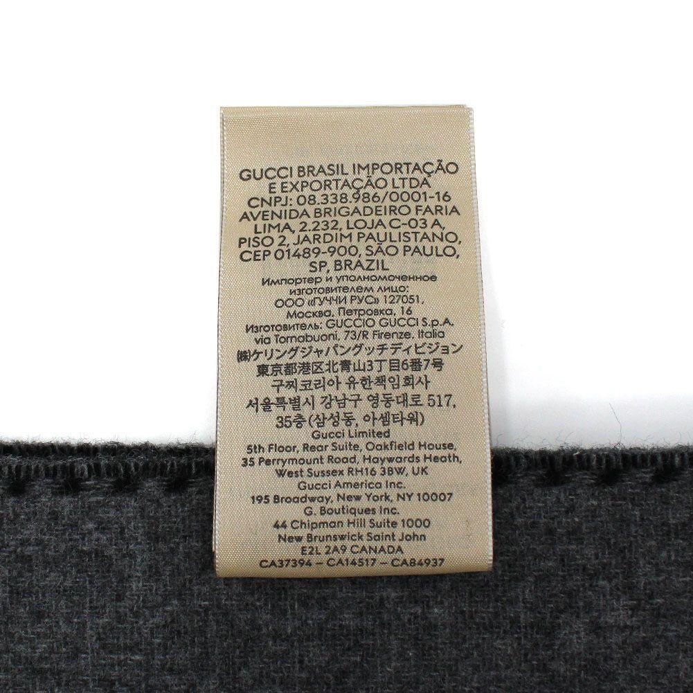 Used Gucci 715497 4GAAA 1360 Stole Muffler Scarf Wool Cashmere Interlocking G Logo Fringe Men's Women's Black Light Gray