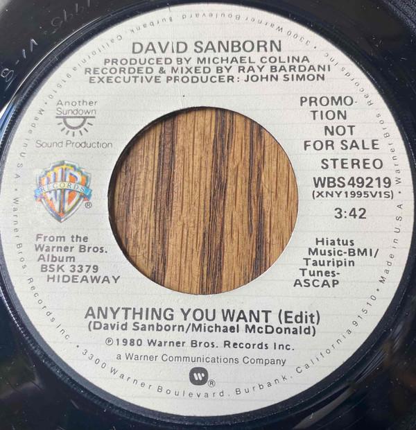 

7inch Record DAVID SANBORN Anything You Want WBS49219PROMO WARNER BROS. 1980 US Jazz Used