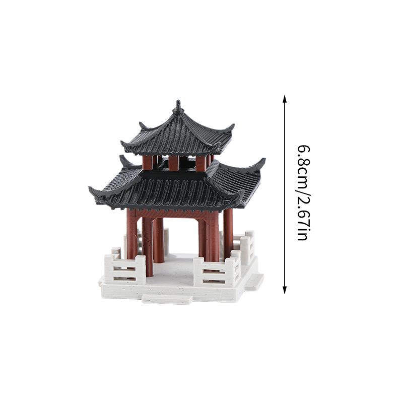 Miniature Chinese Ancient Building Pavilion Classic Mini Landscape Ornaments Garden Decor Courtyard Outdoor Miniature
