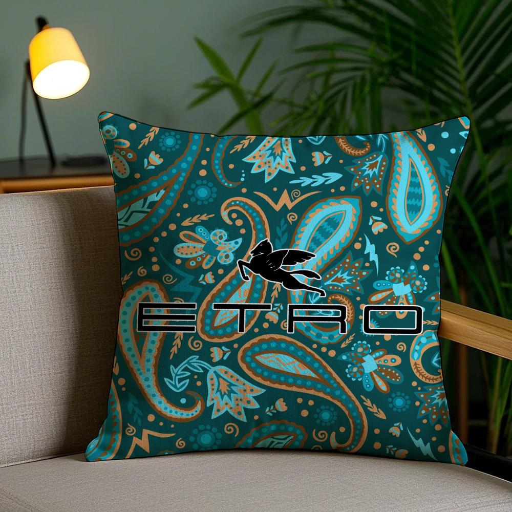Classic Design E-Etro Cushion Cover Soft Short Plush Double-Sided Printing Home Decor Machine Washable Pillow Case Gift