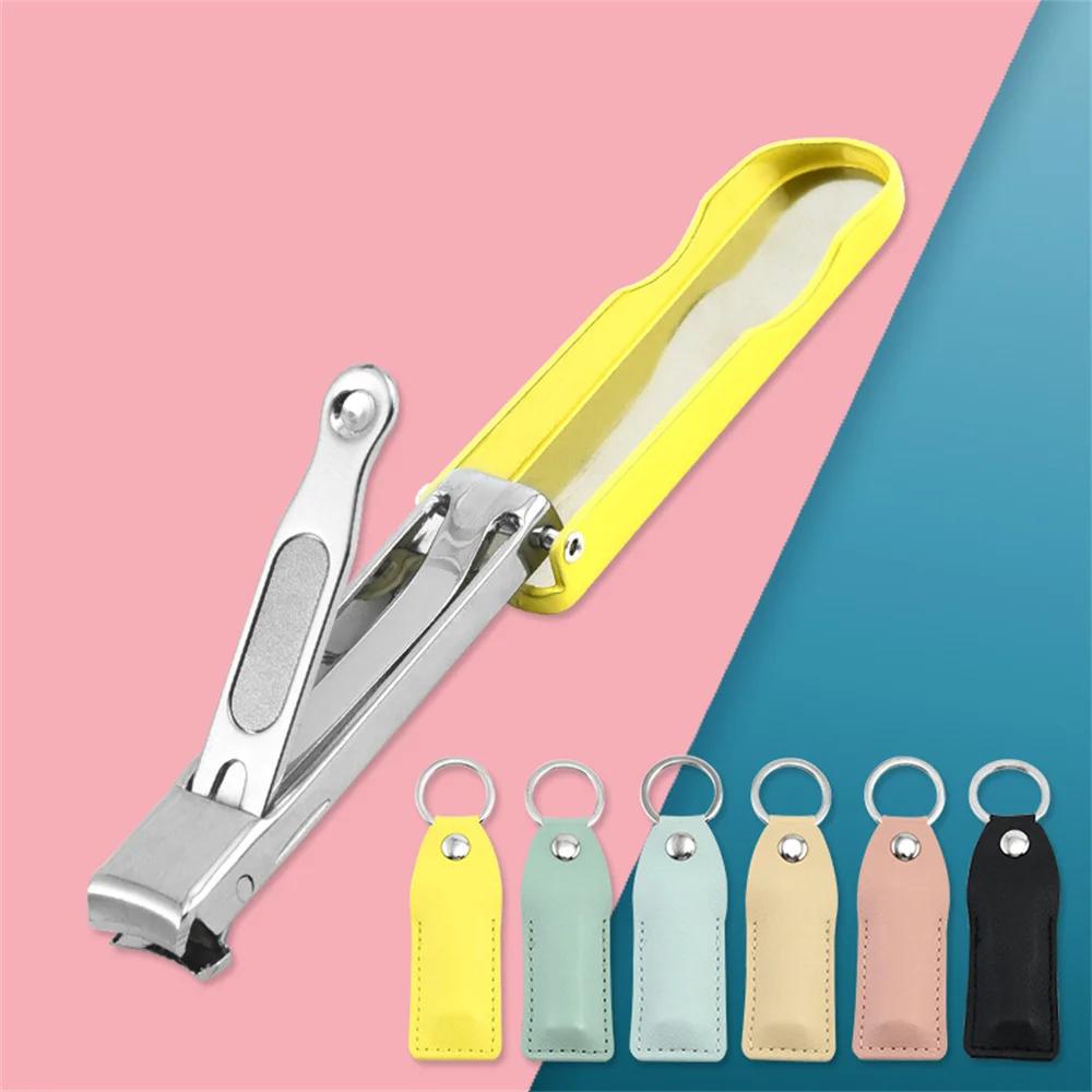 Tagliaunghie Pieghevole Portatile Tagliaunghie Lima per Unghie Taglierina Trimmer Pieghevole per Unghie dei Dita Tagliaunghie con Portachiavi Custodia in Pelle Strumenti per Unghie