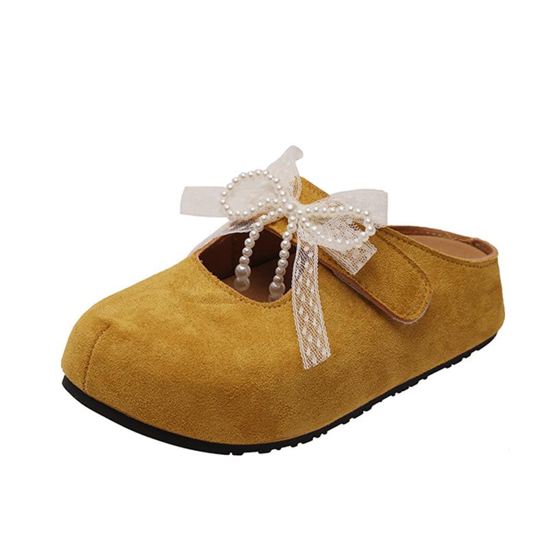 Fashion Slippers Women Summer Loafers Female Shoes Low Slides Fashion Butterfly-Knot Lace Cover Toe 2025 Luxury Hoof Heels Butterfly-kno