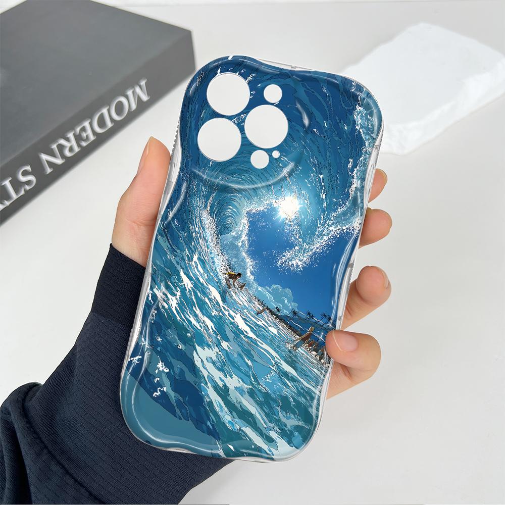 Roztomilý kreslený vzor s krémovou texturou Pouzdro s vlnitým okrajem, měkký silikonový kryt, pouzdro na telefon OPPO Reno Realme