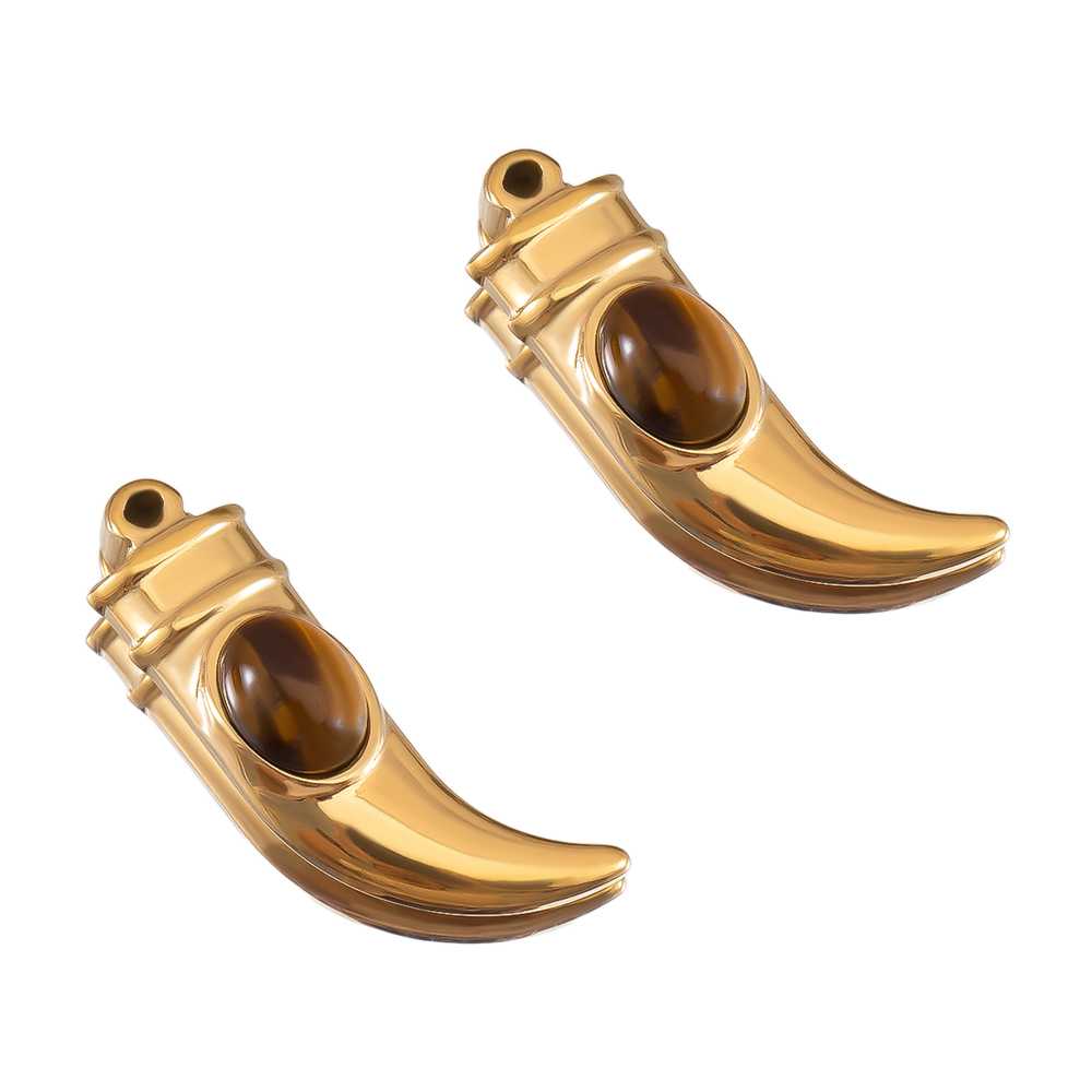 2pcs Stainless Steel Orange Enamel Retro Anklet Charm Bohemia Gold Plated Pendant Base for DIY Earring Necklace Jewelry Findings