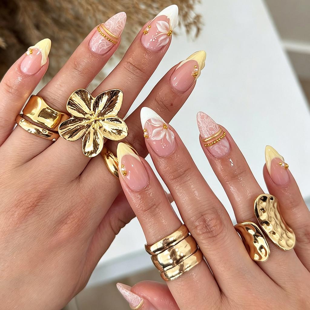 Wearable Nails 3D Flowers Ins Style Nail Art Nails Handmade Drilled Light Luxurious Wearable Nails