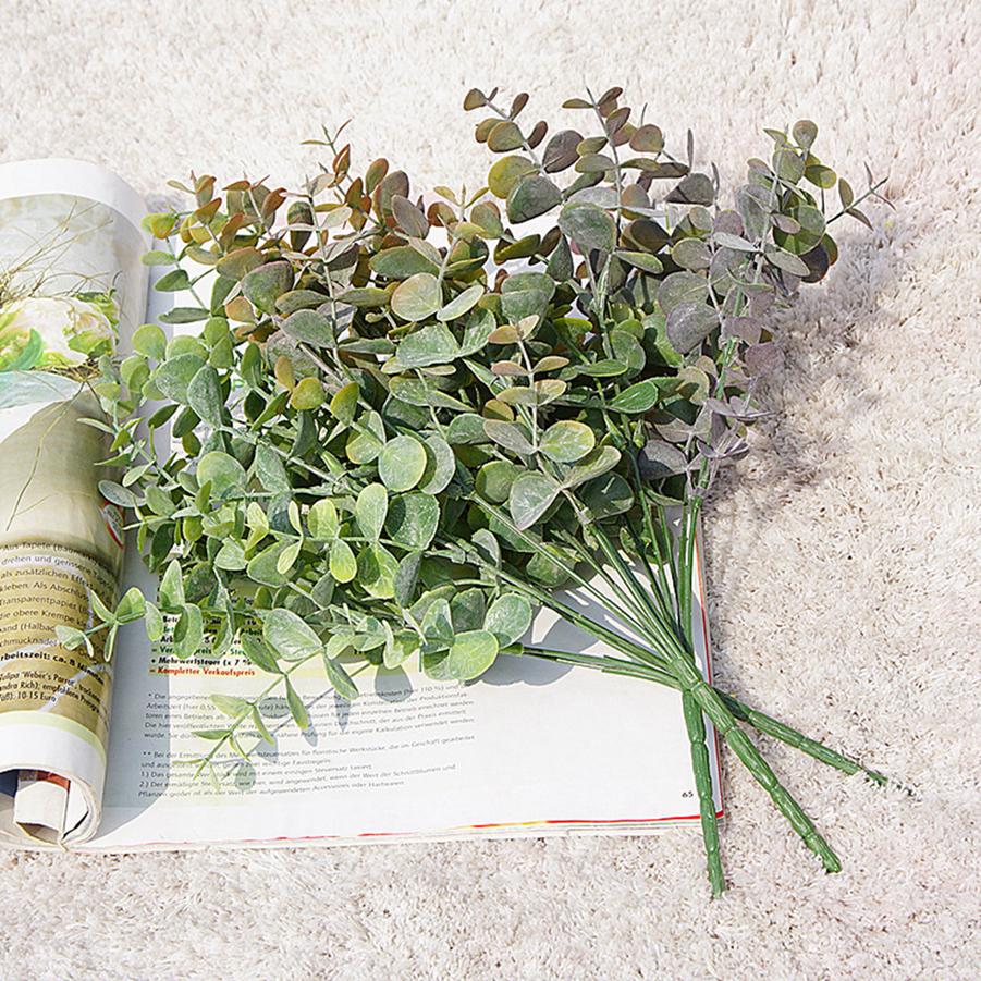 Artificial Flowers Green Eucalyptus Leaves Garden Vase Home Room Festival Wedding Bridal Bouquets Decoration Fake Plastic Plants
