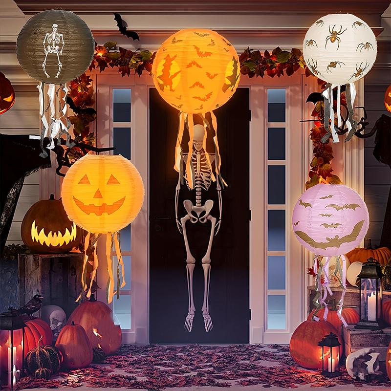 5 Stück Papierlaterne Papierlaternen 3D Faltbar Halloween Kürbislaterne Einfache Montage 8 Zoll