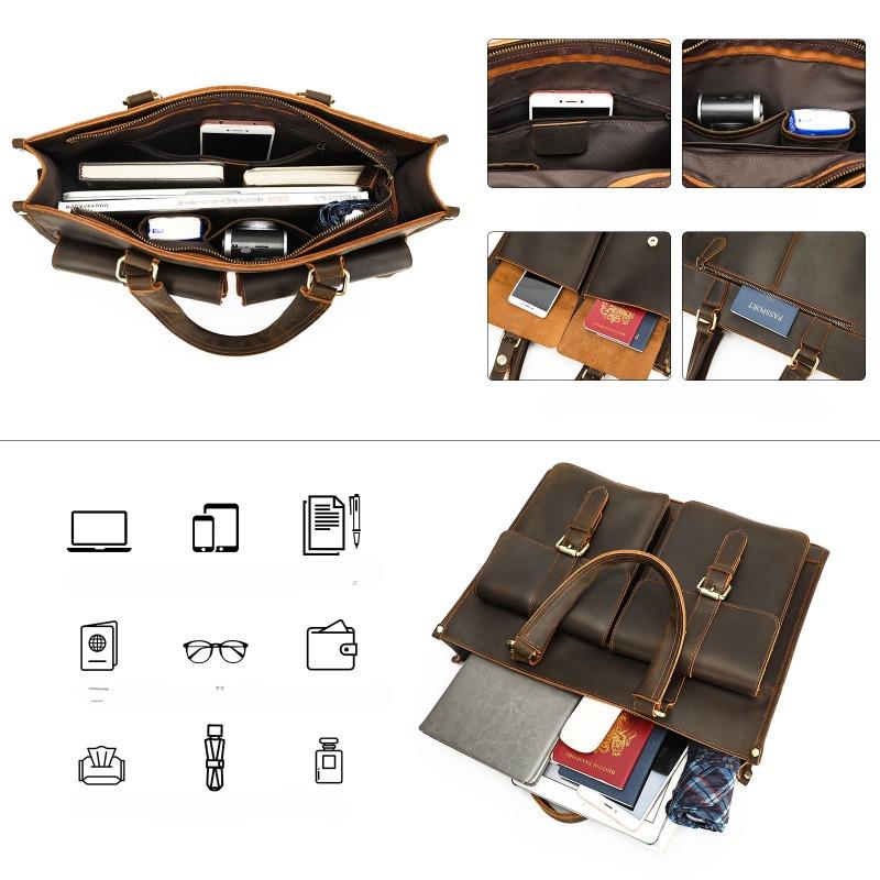 Briefcase Large-capacity Business Commuting Computer Bag High-end Genuine Leather Handbag