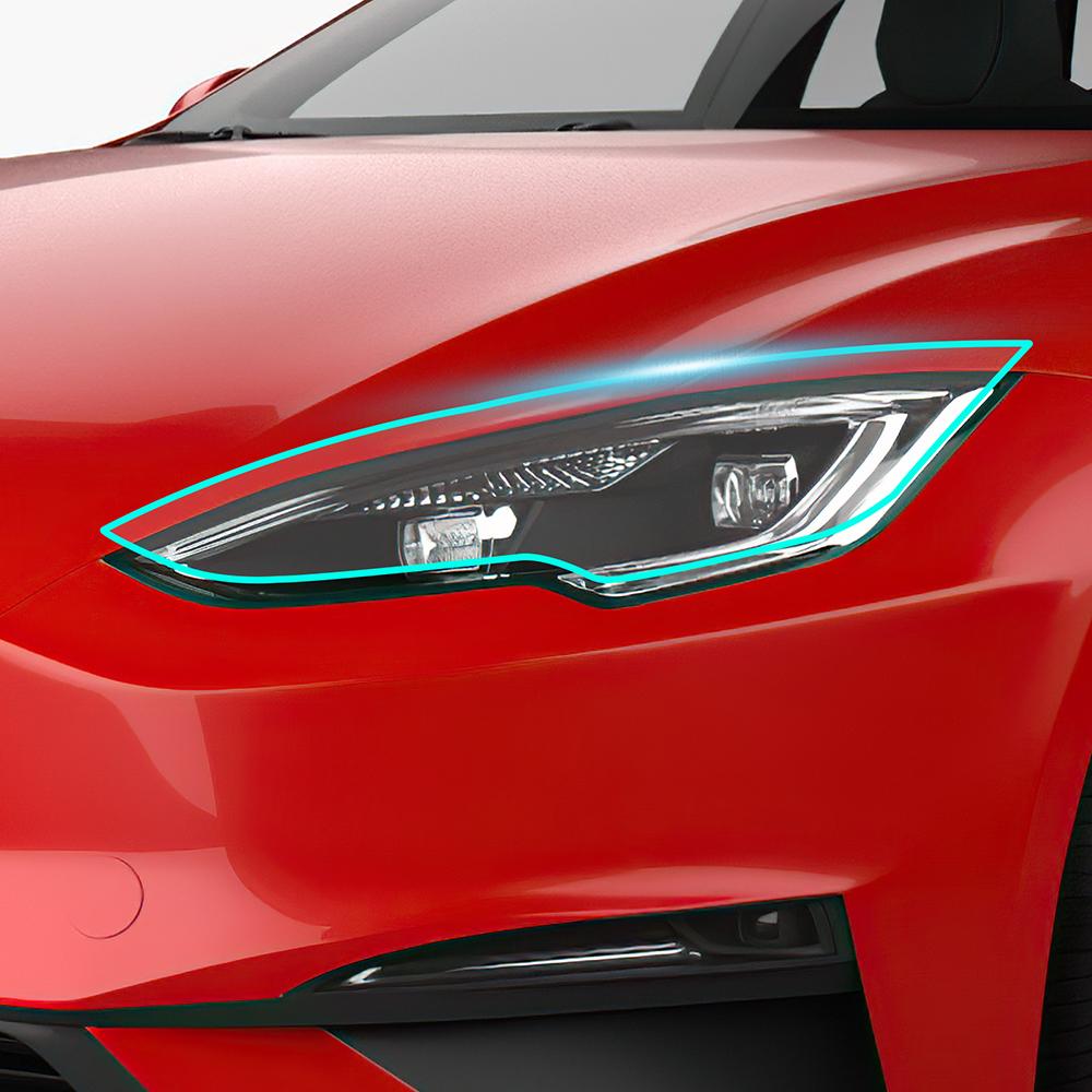 TPU Car Headlight Protective Film 26-27 For Tesla Model S PPF Transparent &Smoked black Anti-Scratch Auto External Accessories