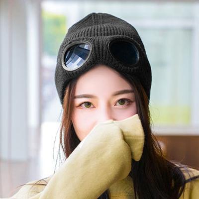 Unisex Knit Goggle Beanie Hat for Winter, Keeping You Warm and Protected.