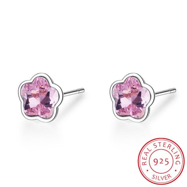 Lekani Kristalle Ohrstecker für Frauen Blumenohrringe Bijoux S925 Sterlingsilber Schmuck Chic Sexy