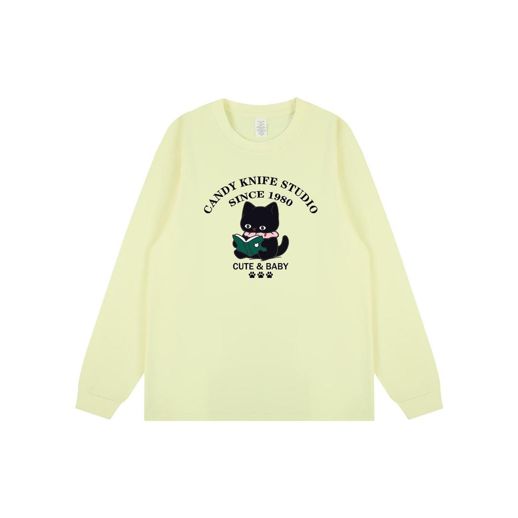 Korean Trendy Cartoon Print Long Sleeve Cotton T-shirt for Students & Besties