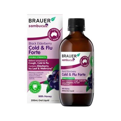 Brauer Holunder Kalt & Grippe Forte (Doppelte Stärke) Mit Honig Mundflüssigkeit 200ml