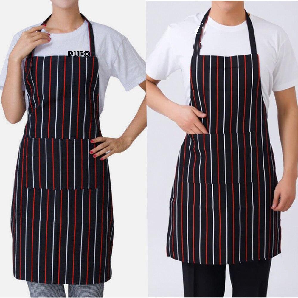 Pufo Simple Kitchen Cooking Apron Black Stripe Universal Size Stain-Resistant Waterproof Easy Clean