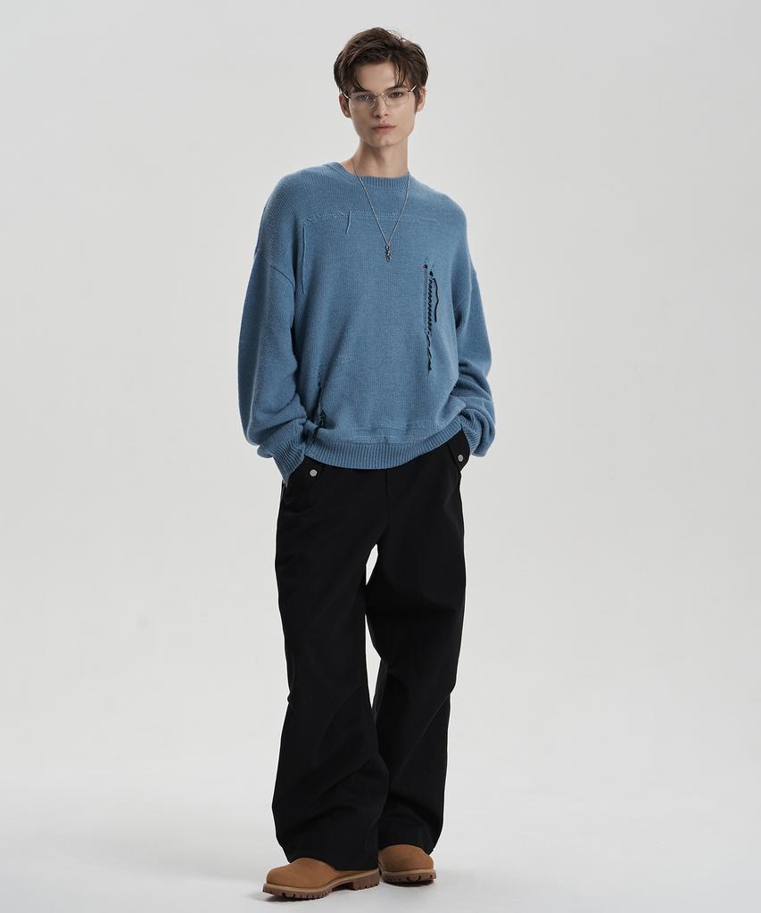 Jenyujeu Damaged Knit - Blue