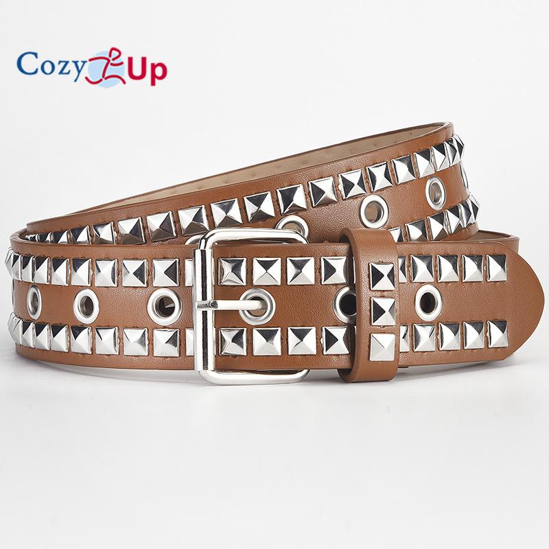 Cintura in PU con Perline Quadrate da Uomo e da Donna, Occhio di Willow Ding Qi, da Indossare con Pantaloni con Cintura Decorativa