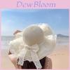 Straw Hat Women Summer Sun Protection Large Brim With Bow For Beach Vacation