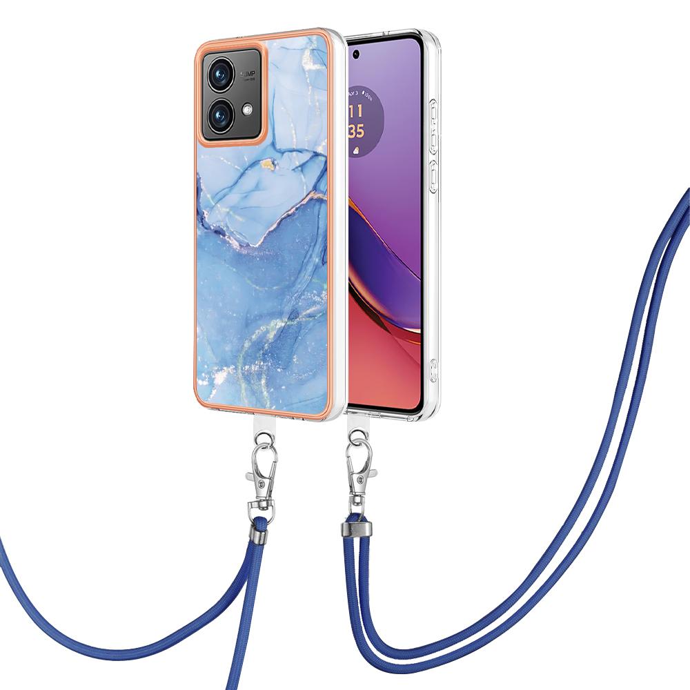 

YB IMD Series-18 Style E for Motorola Moto G84 5G Case Shockproof 2.0mm TPU Cover with Lanyard Blue