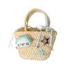 Cute Earphones Cat Stars Kitty Cat Decoration Women Casual Straw Woven Handbag For Daily Use Women