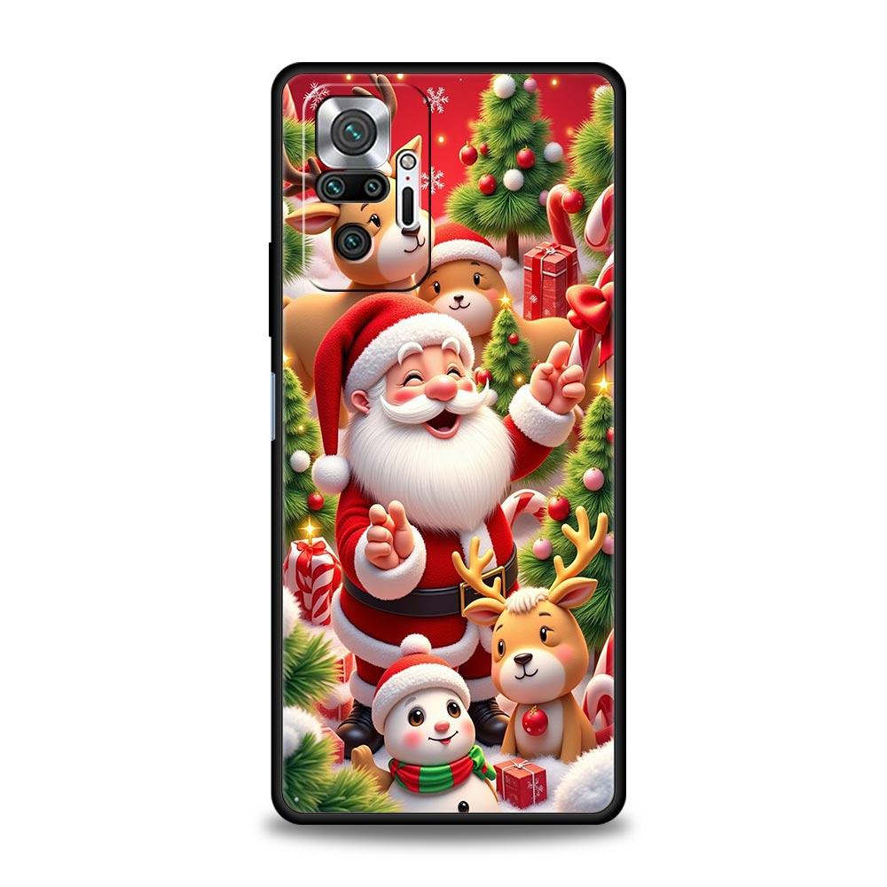 

Новогодний Рождественский Чехол для Телефона для Redmi 14C 10C Note 15 14 13 12 10 11 K40 Pro Plus 5G Ударопрочный Мягкий ТПУ Чехол Fundas Note 15 Pro 4G