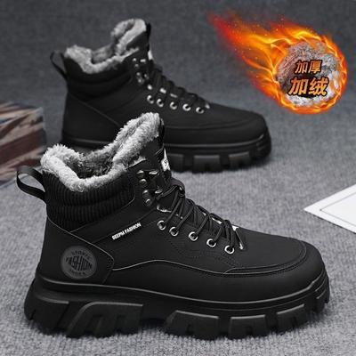 Scarpe da uomo inverno velluto high-top stivali Martin scarpe da lavoro da uomo trendy versatili suola spessa ispessite calde scarpe di cotone stivaletti
