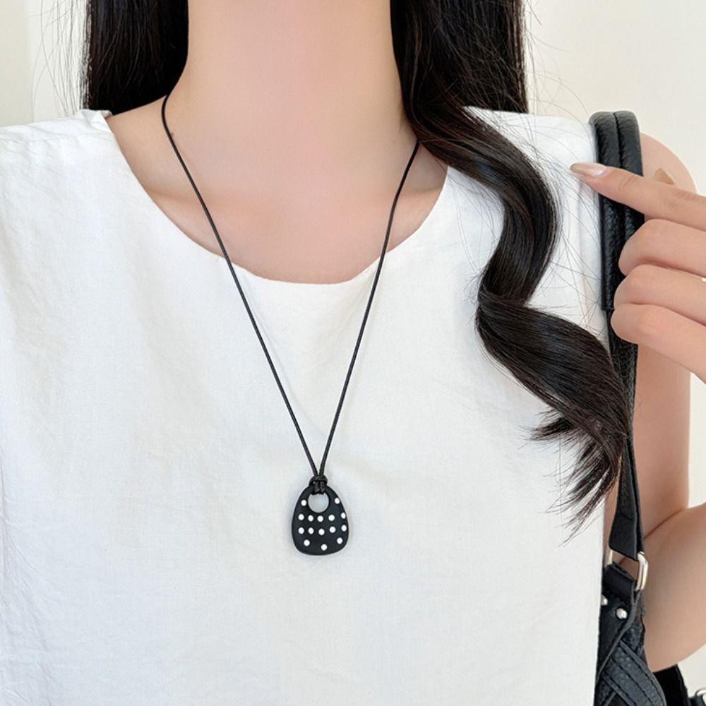 Polka Dot Charm Long Sweater Chain Heart Pendant Sweater Necklace Heart Pendant Necklace  For Women