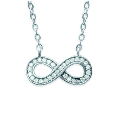 [L3906] - Silver Necklace 'Infini' White Silver (rhodium Plated) - 7x15 Mm
