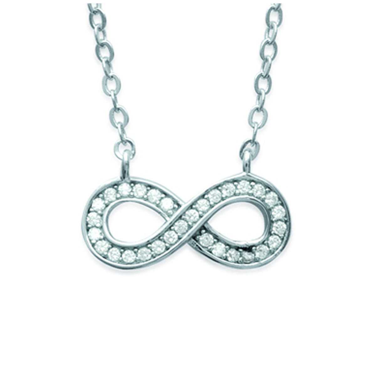 

Les Trésors De Lily [L3906] - Серебряное колье Infini , серебристо-белое (родиевое покрытие) - 7x15 мм