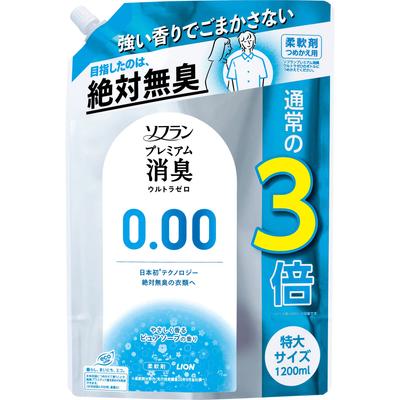 SOFLAN Premium Deodorizer Ultra Zero Fabric Softener Extra Large 1200ml [Large Capacity] Refill,