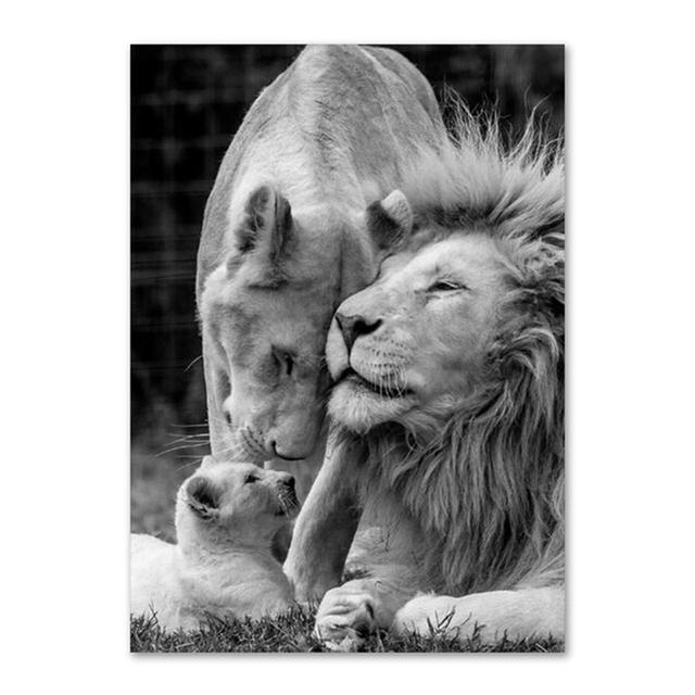 Black White Lion Poster Animal Canvas Painting Print Mural Wall Art Pictures for Living Room Bedroom Home Decoration No Frame