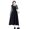 French retro college style dress women's autumn new high-end POLO collar waist slim skirt