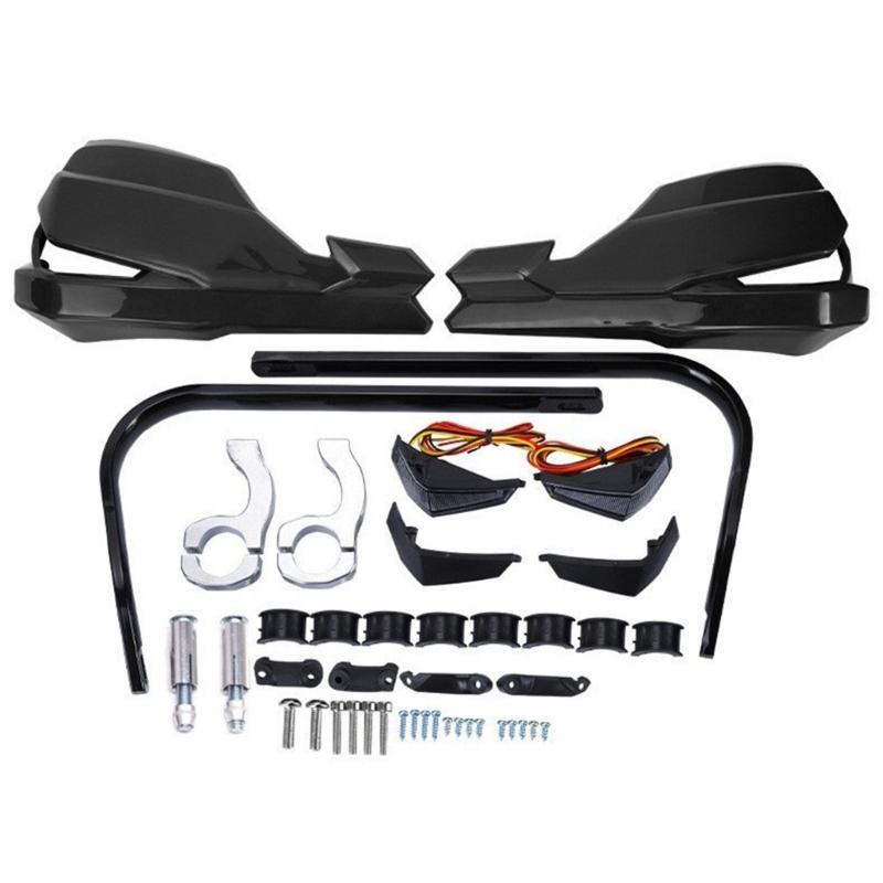 Universal Motorcycle Handlebar LED Running Light Handguard Kit with Aluminum Frame for Off Road Riding Protection