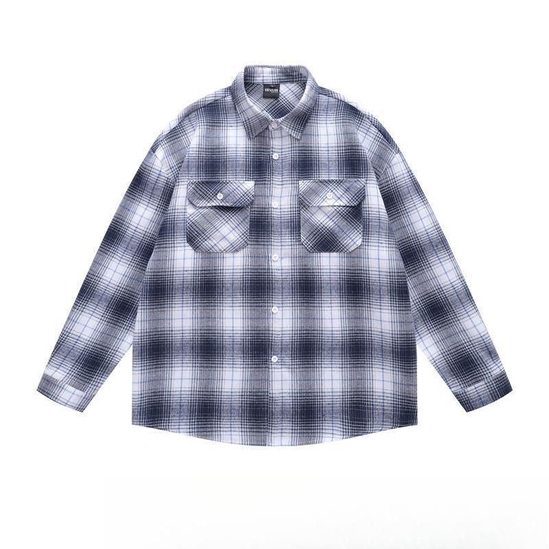 VibeStreet American Retro Plaid Trendy Long-sleeved Shirt Korean Style Fashionable Men Women Vintage Couple Casual Versatile Jacket Chic