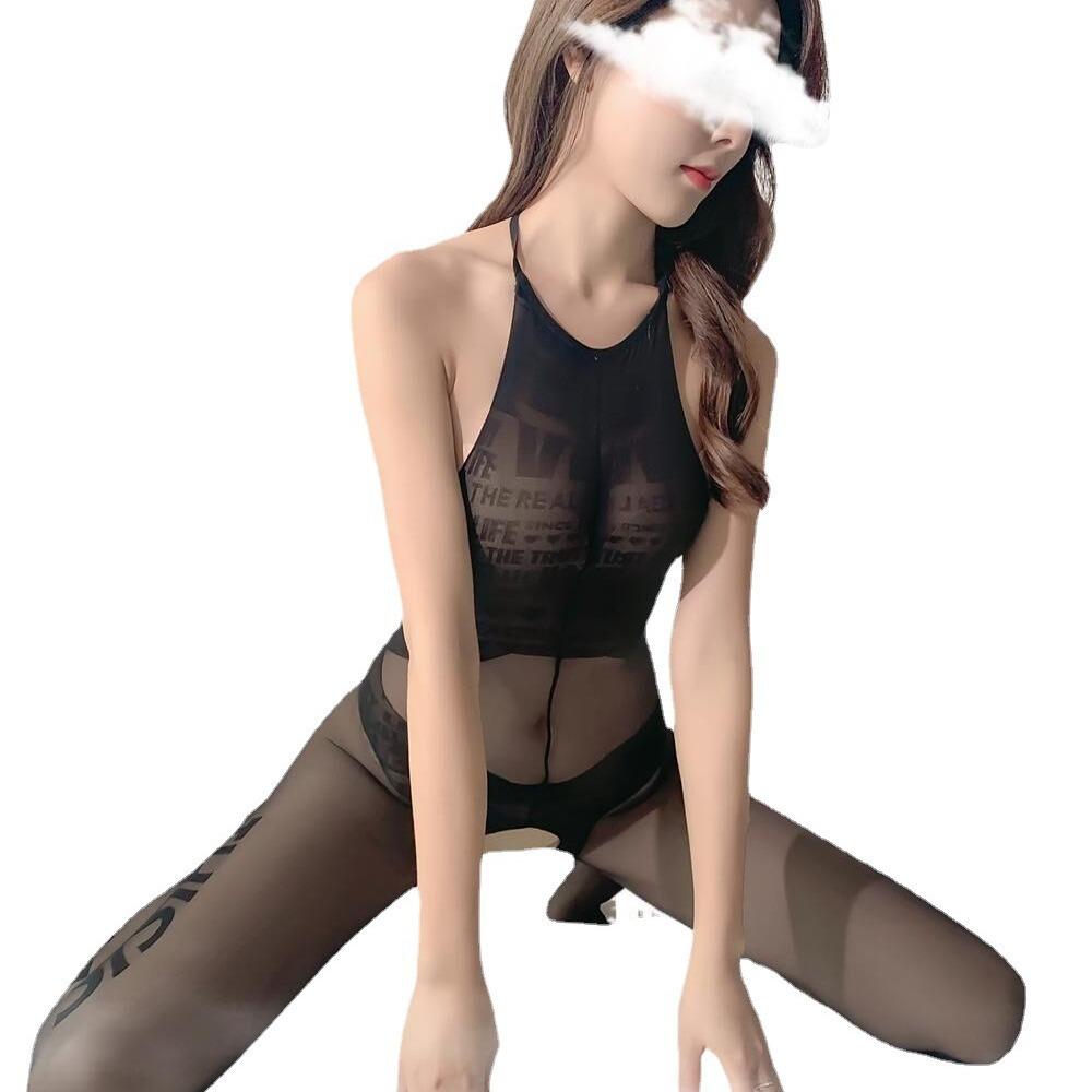 One-piece Stockings One-piece Erotic Printing Sexy Open Perspective Extreme Temptation Pajamas