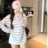Korean Thin Striped Long-sleeved T-shirt Women's Summer Sunscreen Blouse Design Niche Loose Lazy Style Top