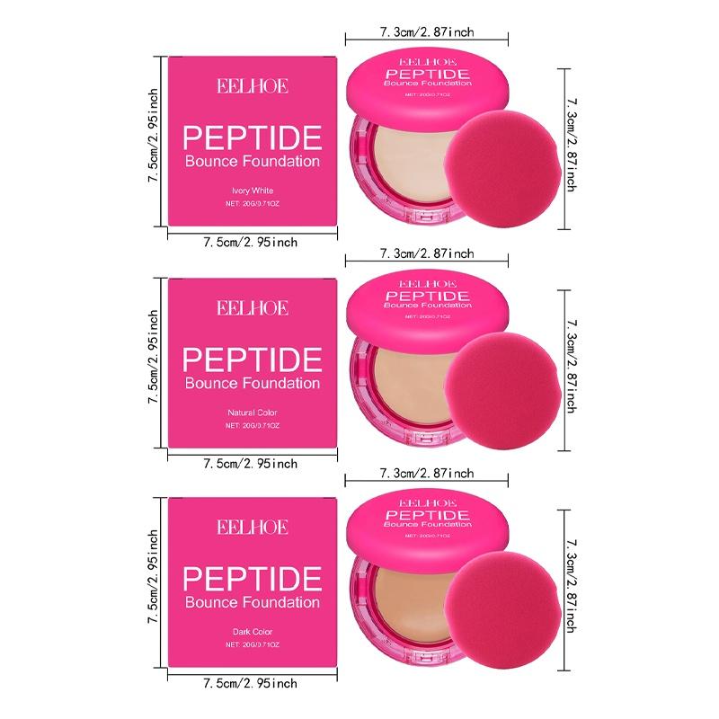 3-Color Full Coverage Concealer Foundation - Natural Finish, Buildable Coverage, Hydrating Formula with Puff Texture, Long-Lasting Wear Setting Powder