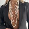 Bohemian Style Multilayer Pearl Necklace Baroque Women's Clavicle Chain  Wedding