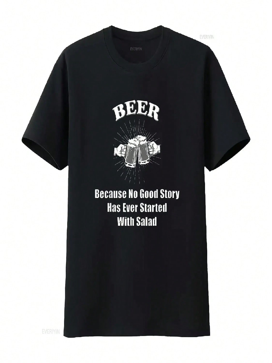 Wounisex Because No Good Story Has Ever Started With Salad Beer T Shirt Black 2XL Vintage Washed Designer Clothes Stylish Fashion S разноцветный