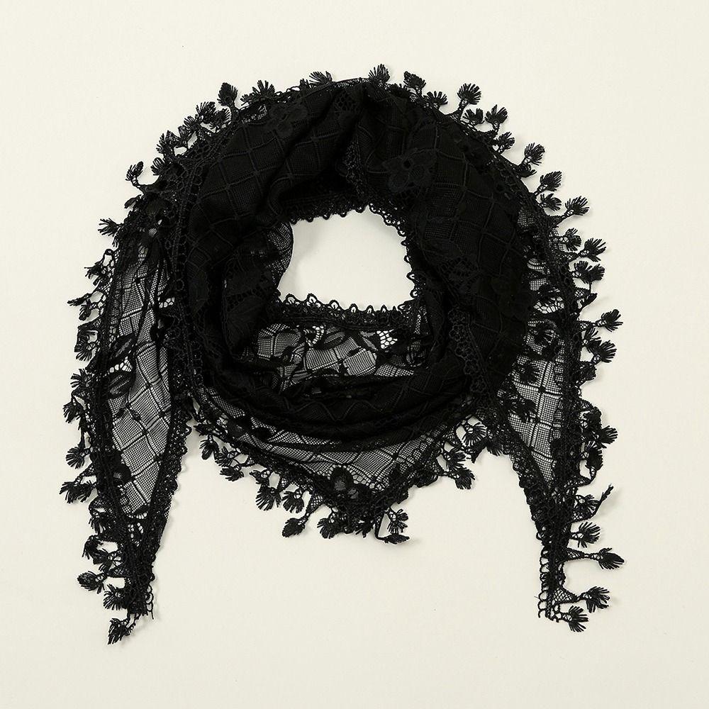 Cute Lace Flower Hair Scarf Vintage Sweet Headscarf Shawl Casual Triangle Head Scarf  Photography