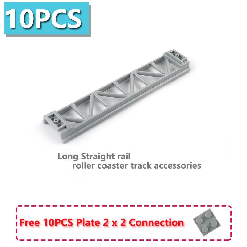 10PCS/Set Roller Coaster Track Chassis Moc Building Blocks Parts Lower Rail/Bow/Slope/Straight Rail Puzzle Assembly Toys Bricks