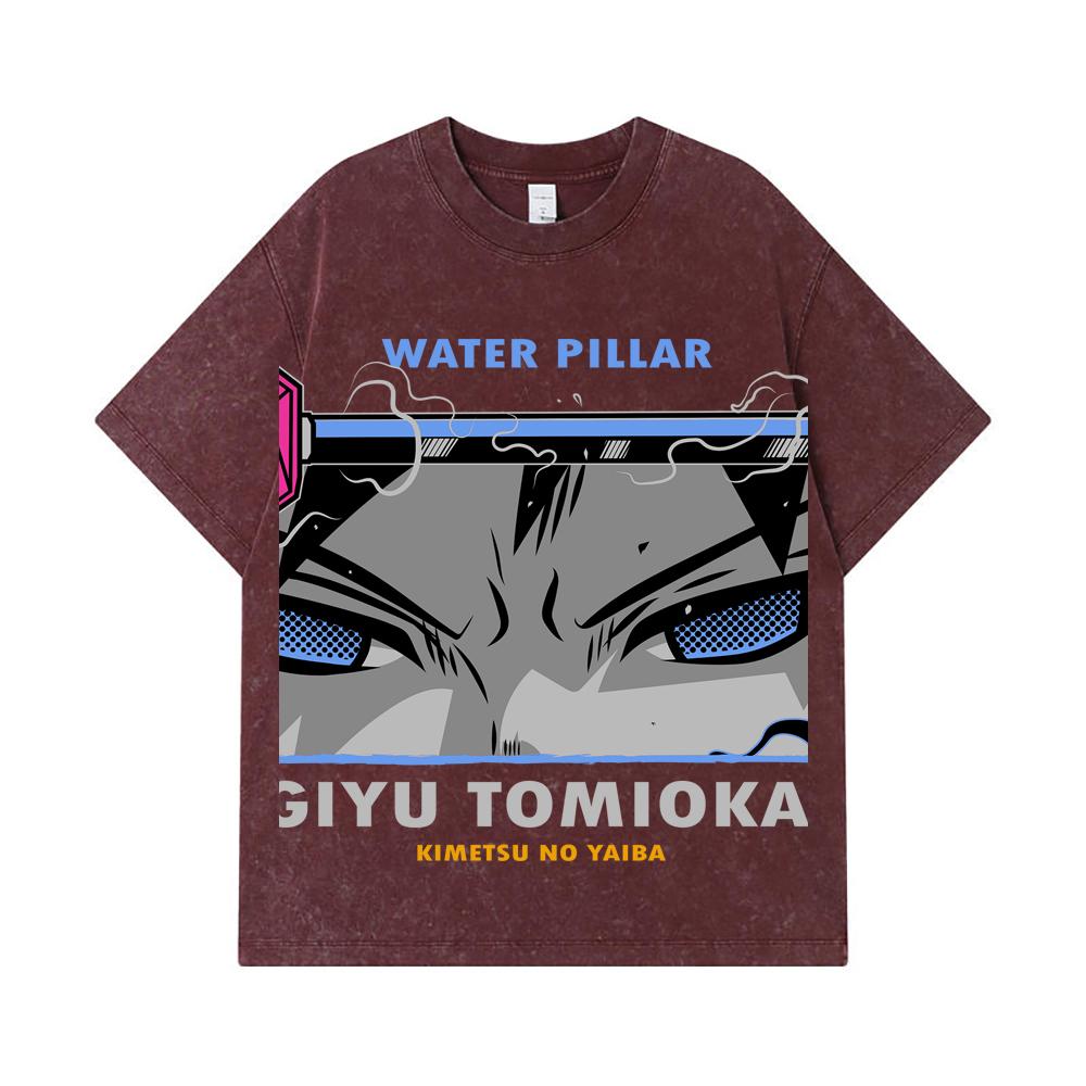 275 GSM Washed T-shirts 100% Cotton Demon Slayer V10 Tomioka Print Unisex Heavy Cotton T Shirt