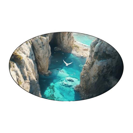 Round 3D Hole Rug Realistic Optical Illusion Floor Mat Machine Washable Non-Slip Bedroom Area Rug for Entrance Living Room