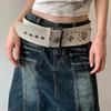 Wide Waist Belt Pin Buckles Waistband for Women Teens with Rivet Studded Design Adjustable Waistband for Casual Jeans