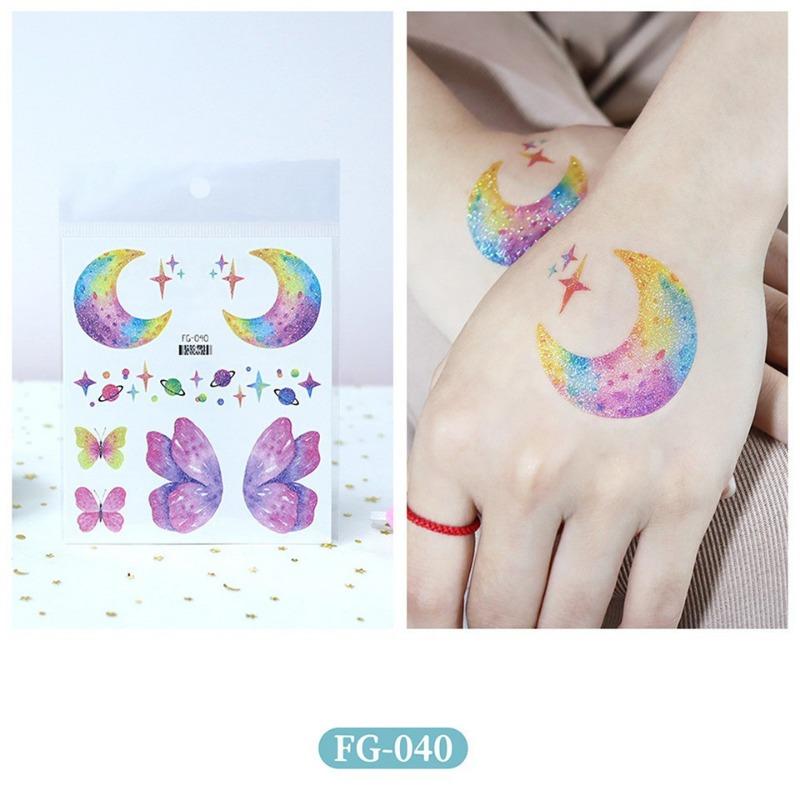 1PC Glitter Gradual Change Butterfly Wings Tattoo Corner of the Eye Face Sticker Children's Eye Makeup DIY Sticker Fish Scale Show