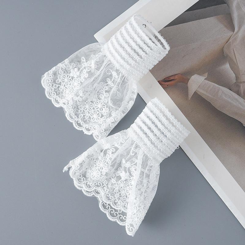 Fashionable White Ruffles Pleated Fake Sleeves Detachable Cuffs Chiffon Fake Cuffs Clothing Decoration Korean Arm Warmers