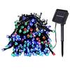 Remote-Controlled Solar Fairy String Lights, Waterproof, Dark Green Wire, Ideal for Christmas, Courtyard, and Camping Decorations.