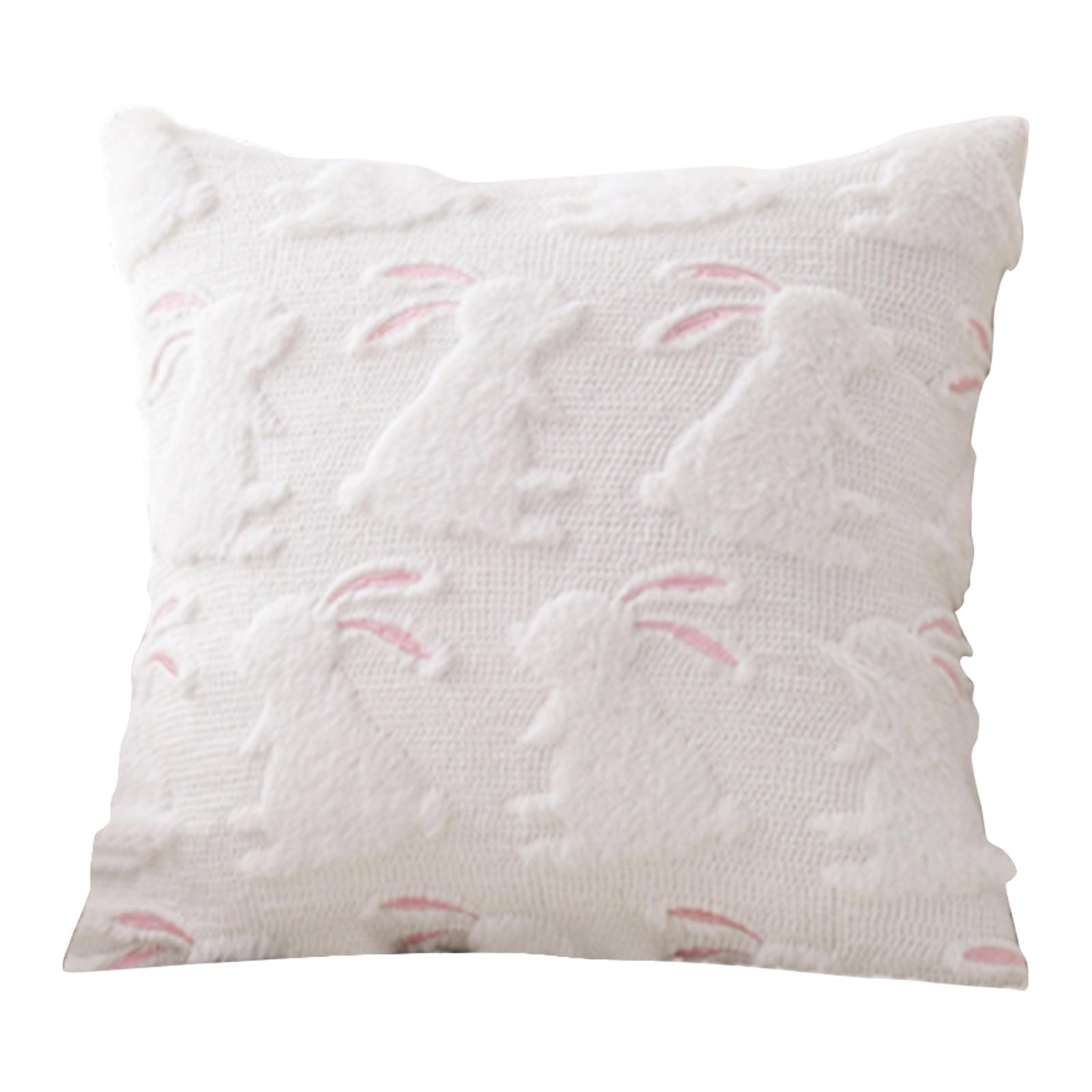 Easter Bunny 3d Embroidered Tufted Pillowcase For Living Room And Bedroom, Removable And Washable Pillowcase One Size