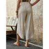 Nowe bawełniane i lniane spodnie ze ściągaczem i kieszeniami dla kobiet, luźny krój