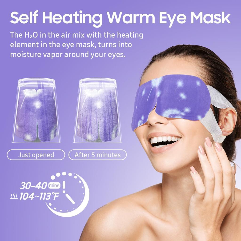 20 Packs Steam Eye Mask, Heated Eye Mask Warm Compress for Eyes, Disposable Self Heating Steam Mask for Home, Sleep, Spa, Travel Essentials &